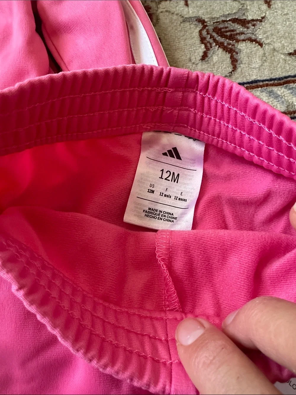 adidas Pink Girls Two-Piece Track Set with White Stripes